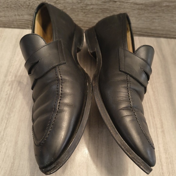 Mens Suitsupply Black Leather Penny Loafers Shoes Size‎ UK11 US12 EU45 main image 3